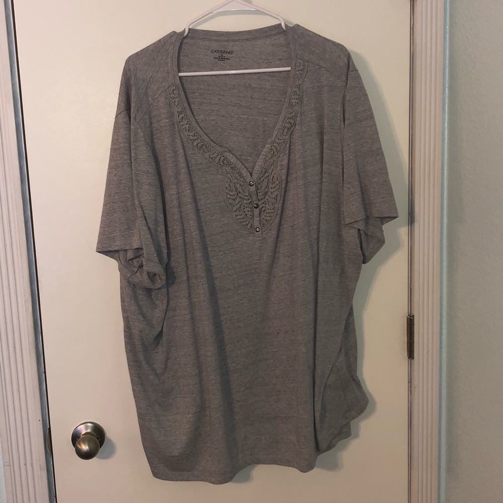 Catherine's Heathered Gray V-Neck Tee